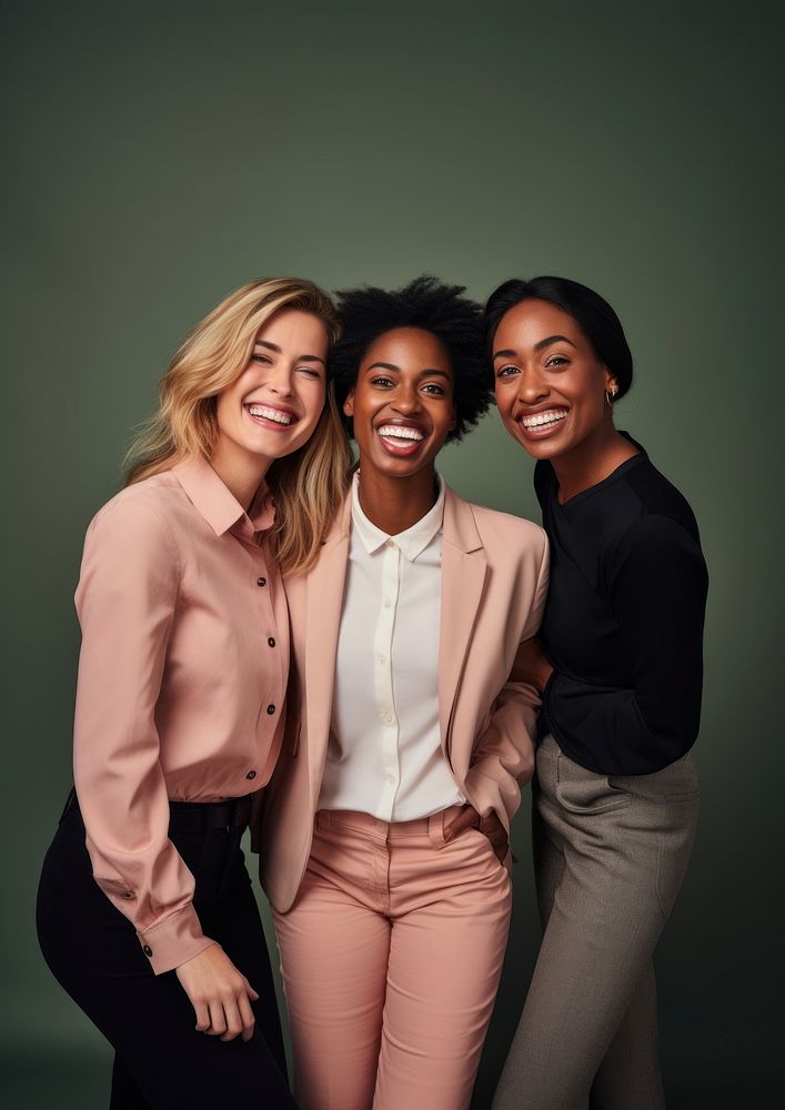 3 business women portrait laughing standing. AI generated Image by rawpixel.