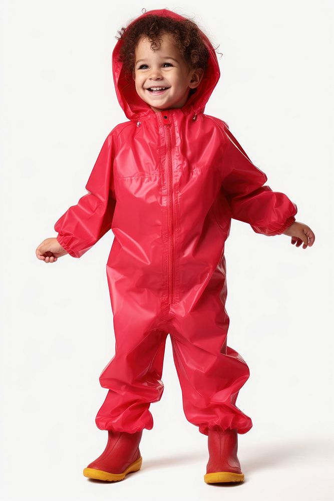 Boy wearing red raining suit baby white background protection. AI generated Image by rawpixel.