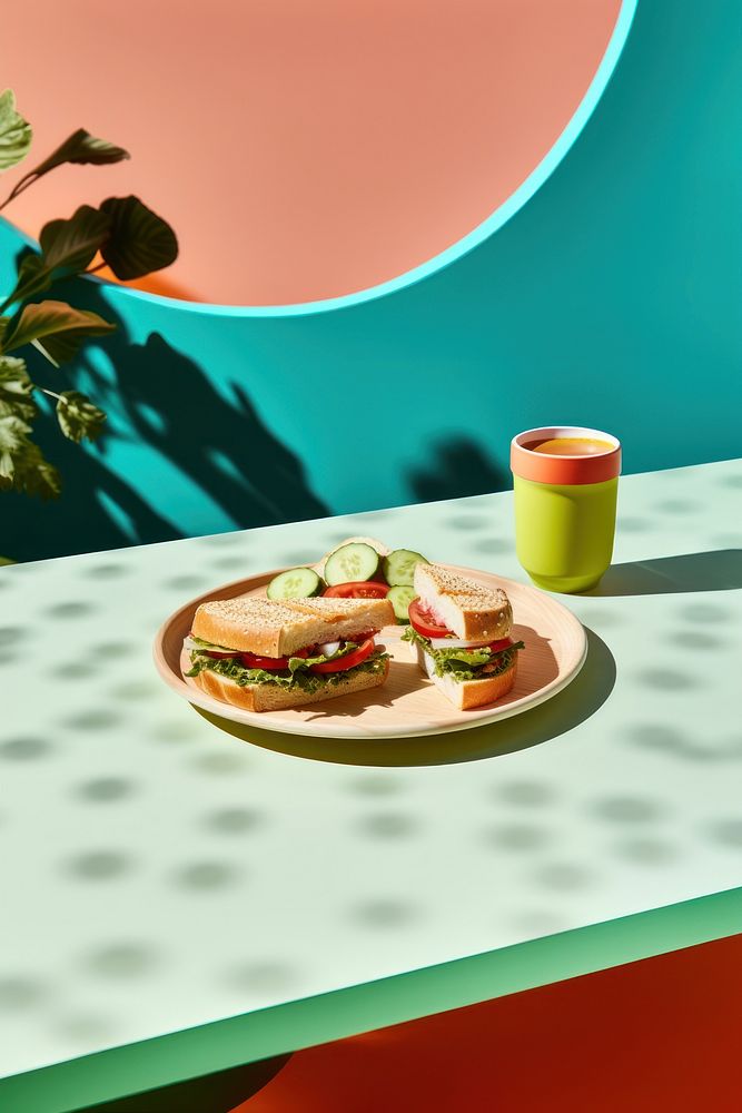 Healthy breakfast food sandwich plate. AI generated Image by rawpixel.