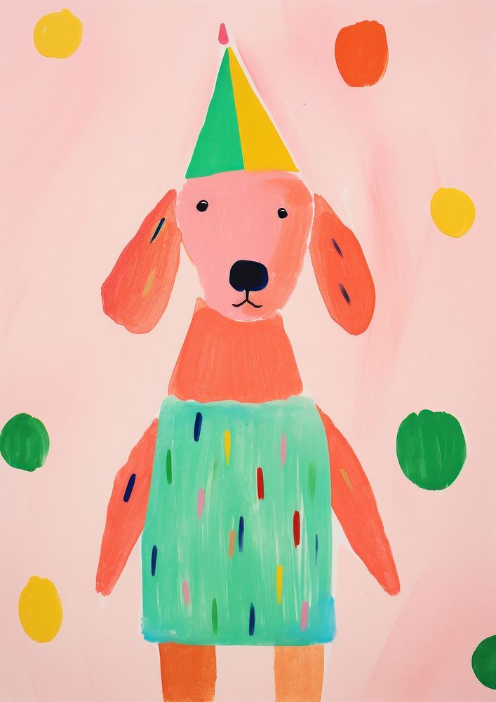 Art party dog anthropomorphic. AI generated Image by rawpixel.