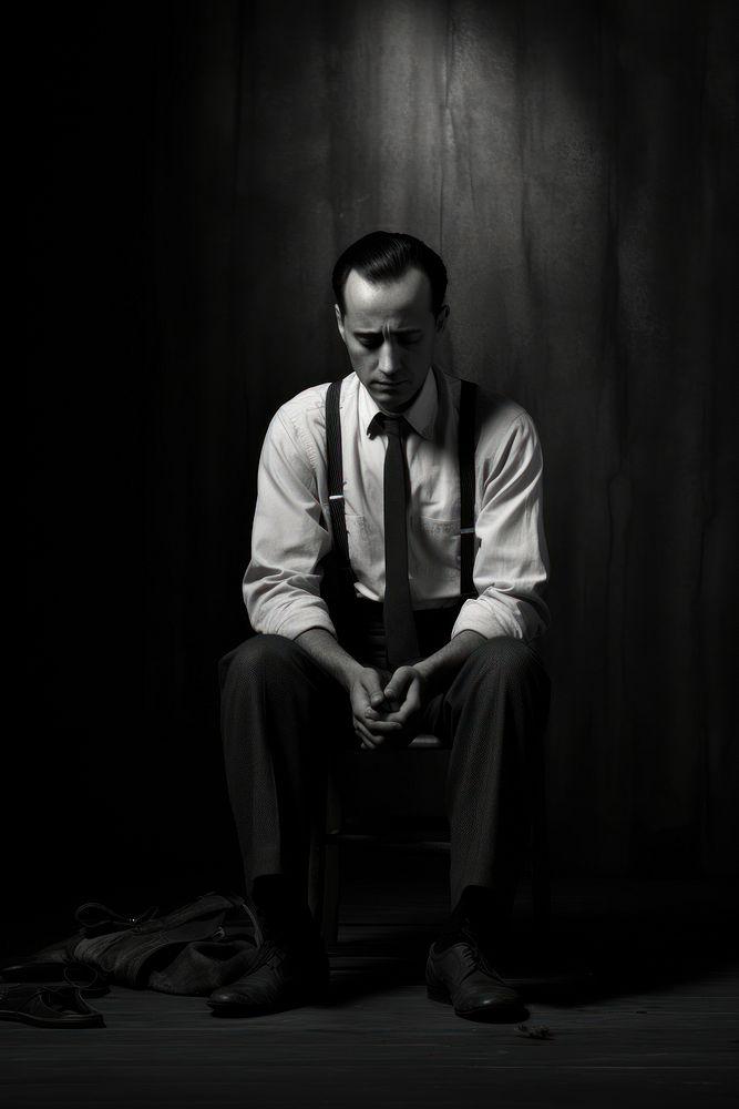 Grief sitting portrait black. AI generated Image by rawpixel.
