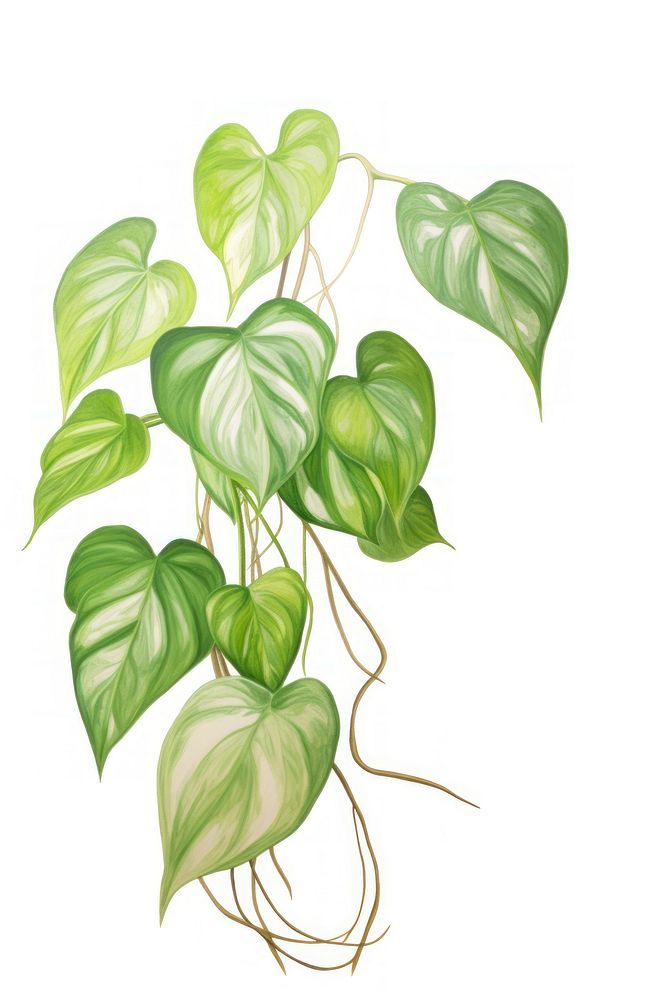 Pothos plant, plants watercolor illustration