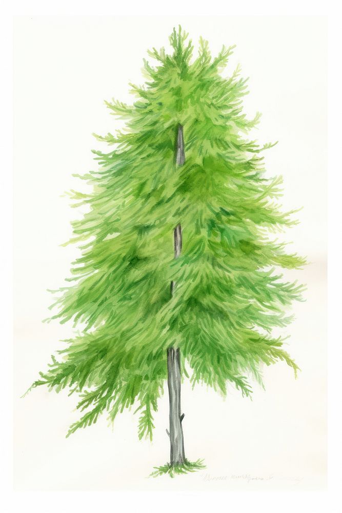Thuja tree, plants watercolor illustration