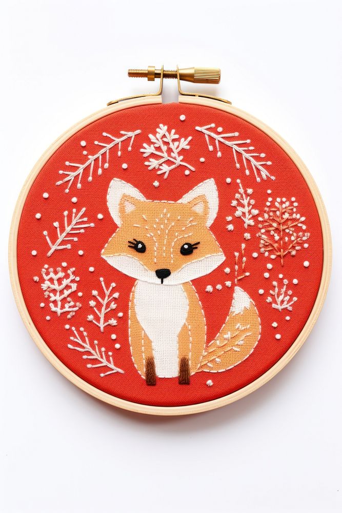 A cute fox christmas theme embroidery pattern representation. AI generated Image by rawpixel.