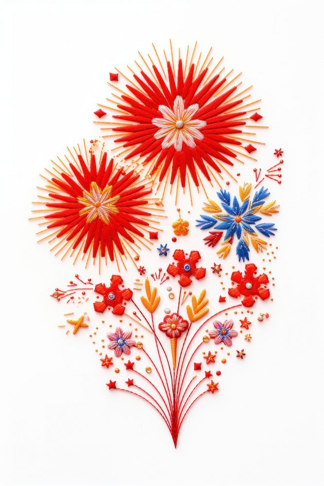 Fireworks embroidery fireworks pattern. AI generated Image by rawpixel.