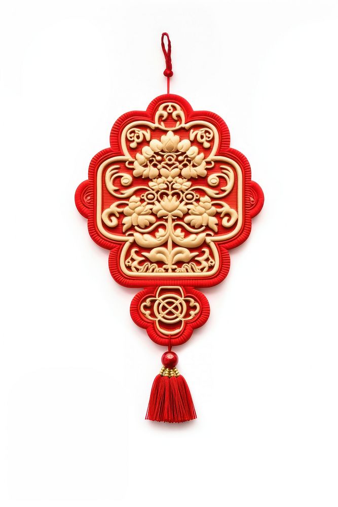 Red tassel chinese new year white background architecture. AI generated Image by rawpixel.