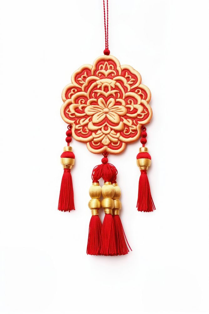 Red tassel chinese new year white background architecture. AI generated Image by rawpixel.