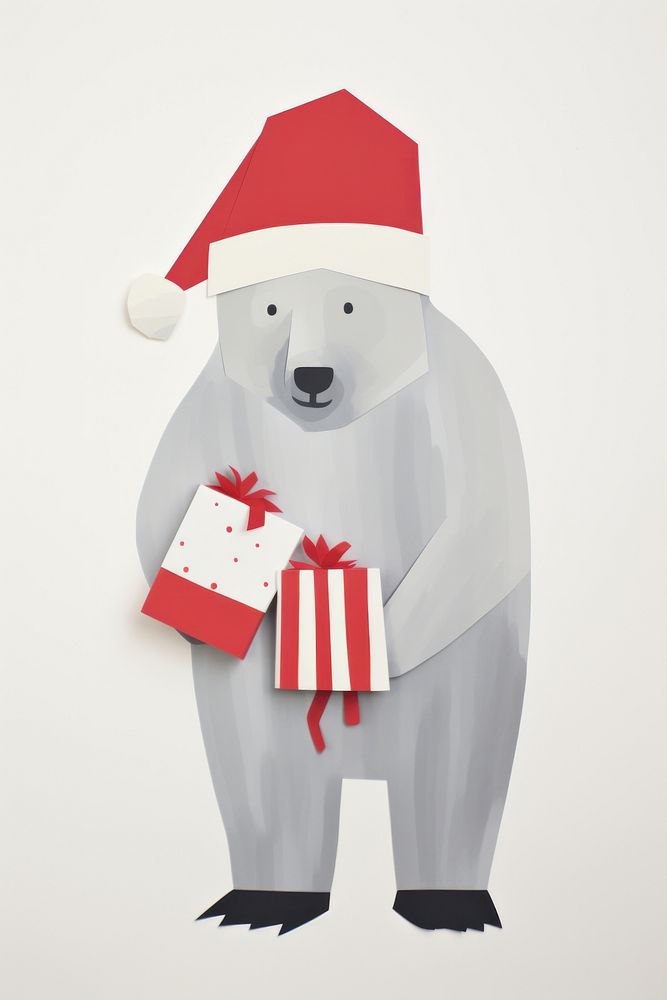A big bear wearing red christmas hat mammal representation celebration. AI generated Image by rawpixel.