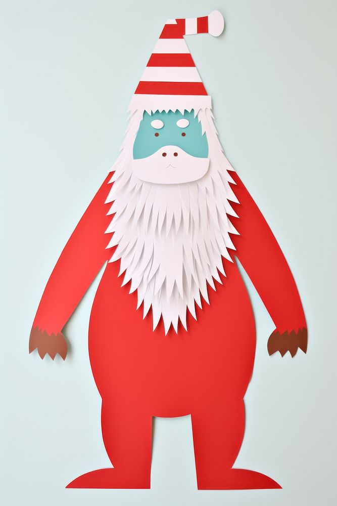 Bigfoot wearing red christmas hat craft anthropomorphic representation. AI generated Image by rawpixel.