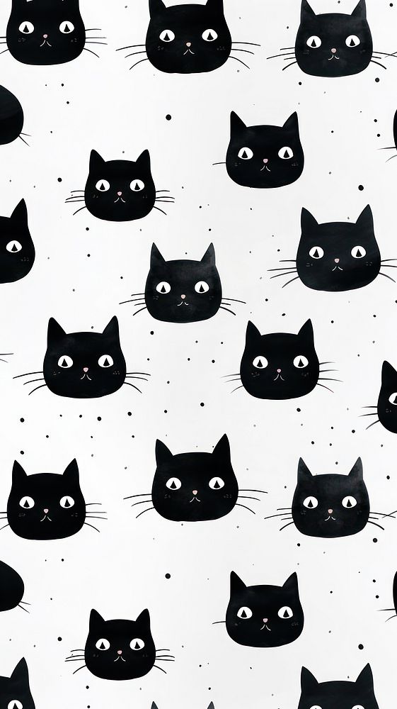Head black cat backgrounds pattern animal. AI generated Image by rawpixel.