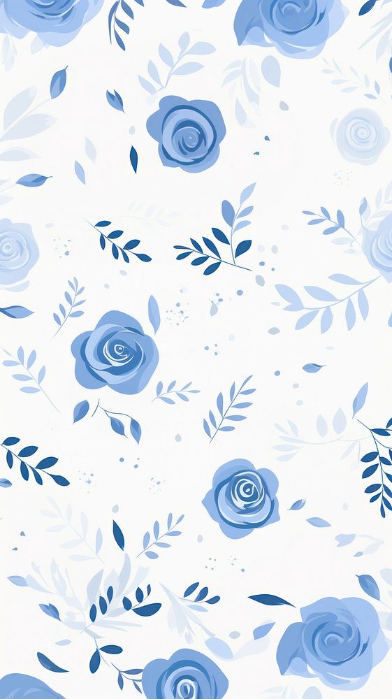 Blue rose pattern backgrounds wallpaper. AI generated Image by rawpixel.
