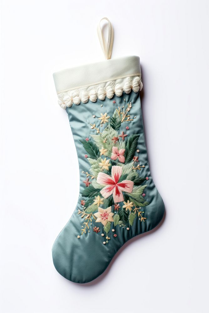 PNG Christmas Stocking embroidery shaped christmas stocking gift. AI generated Image by rawpixel.