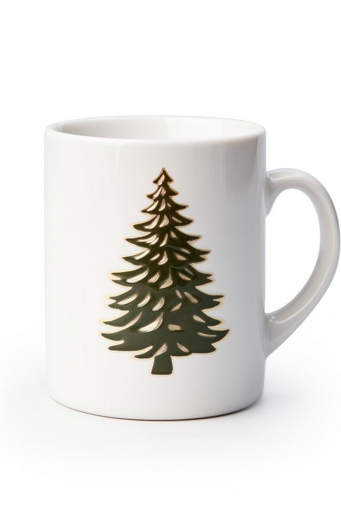 A christmas tree ceramic mug cup white background celebration. AI generated Image by rawpixel.