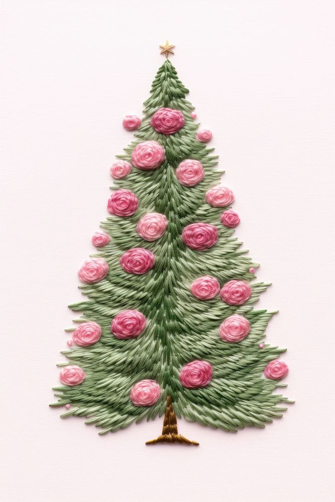 A Christmas tree embroidery christmas pattern plant. AI generated Image by rawpixel.