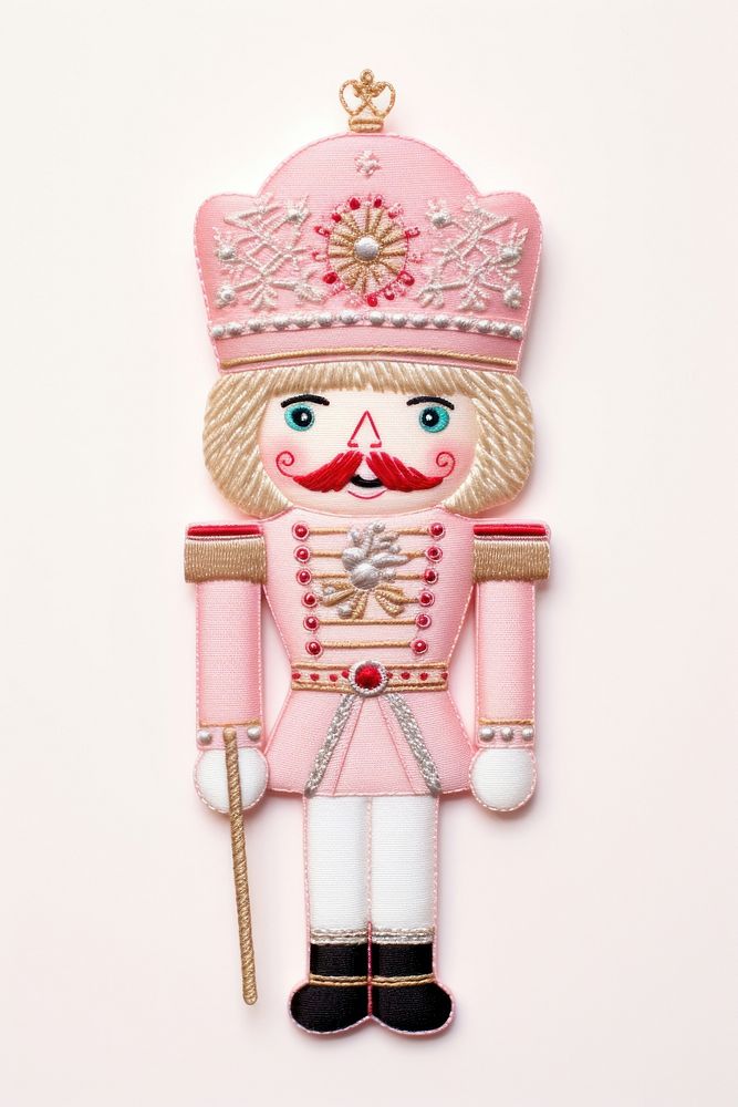 PNG A Nutcracker embroidery nutcracker toy white background. AI generated Image by rawpixel.