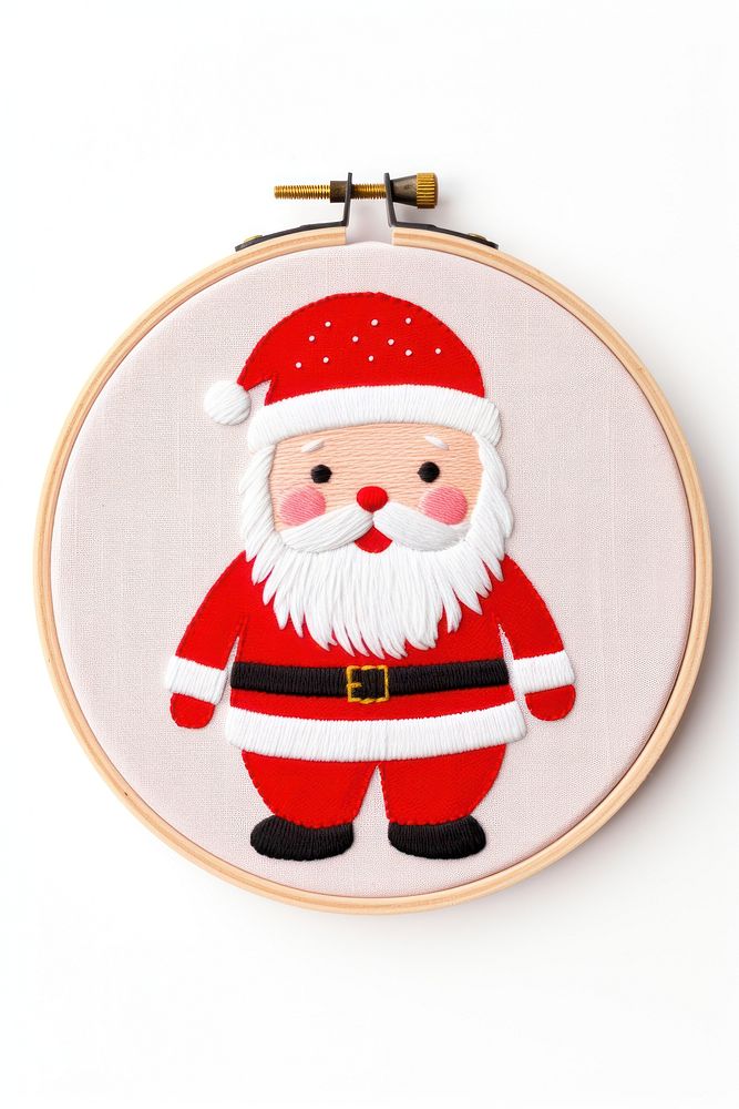 A Santa Claus embroidery pattern white background representation. AI generated Image by rawpixel.