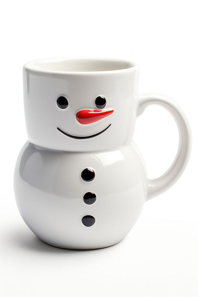 A snowman ceramic mug porcelain white cup. AI generated Image by rawpixel.