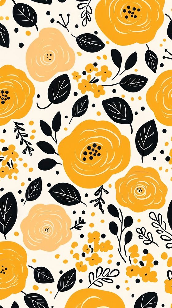Yellow rose pattern backgrounds wallpaper. AI generated Image by rawpixel.