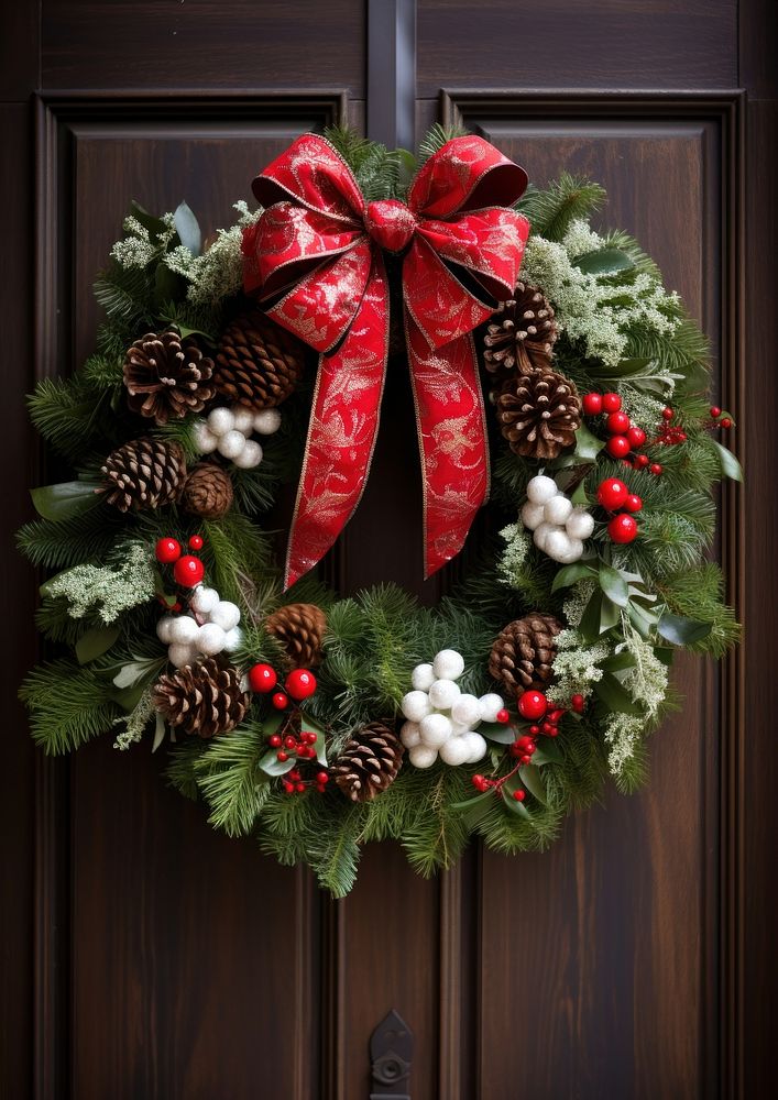Christmas wreath door celebration decoration. AI generated Image by rawpixel.