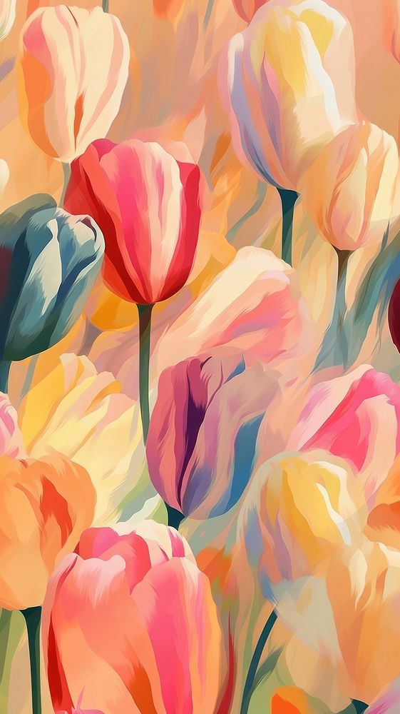 Cute tulip art painting pattern. AI generated Image by rawpixel.