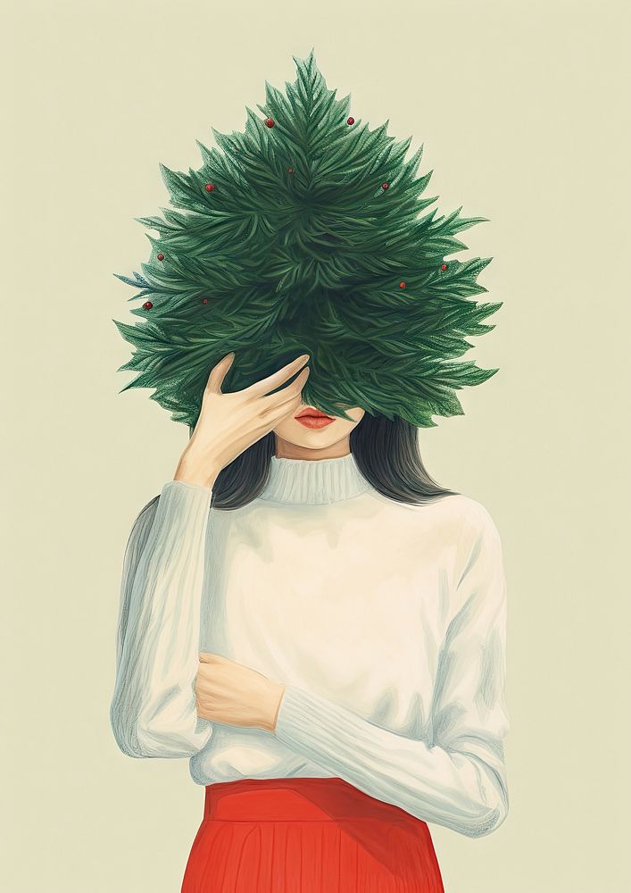 Christmas tree drawing sweater. AI generated Image by rawpixel.