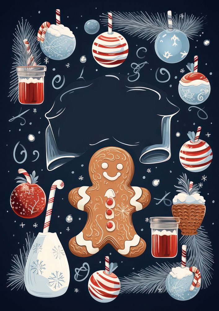 PNG Vintage greeting card cookie gingerbread decoration. AI generated Image by rawpixel.