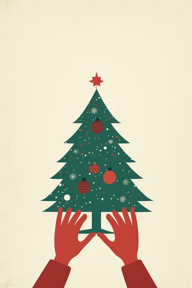 Christmas tree shape hand anticipation. AI generated Image by rawpixel.