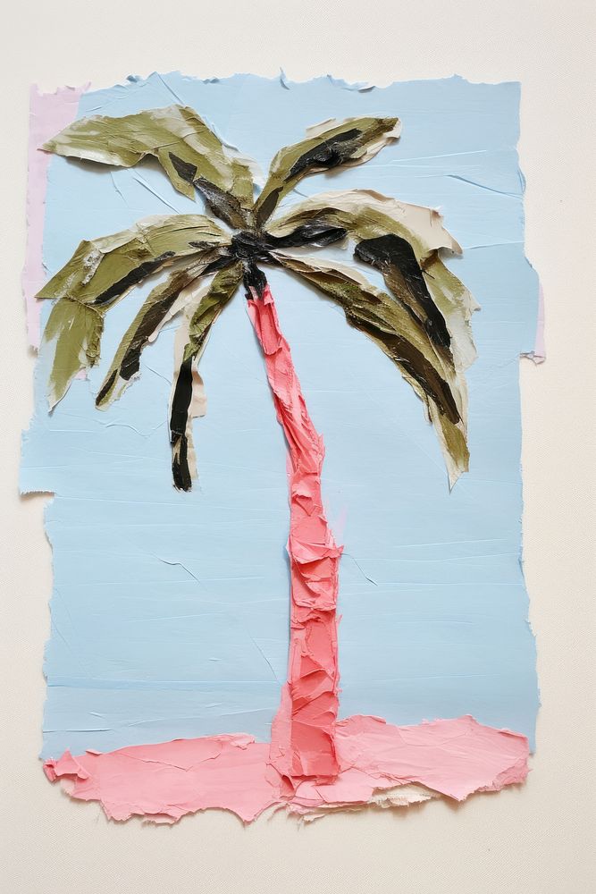 Weird palm tree painting plant paper. AI generated Image by rawpixel.