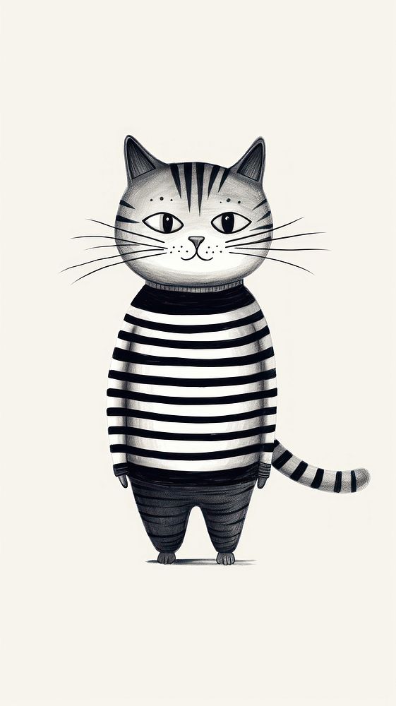 Drawing striped animal mammal. AI generated Image by rawpixel.