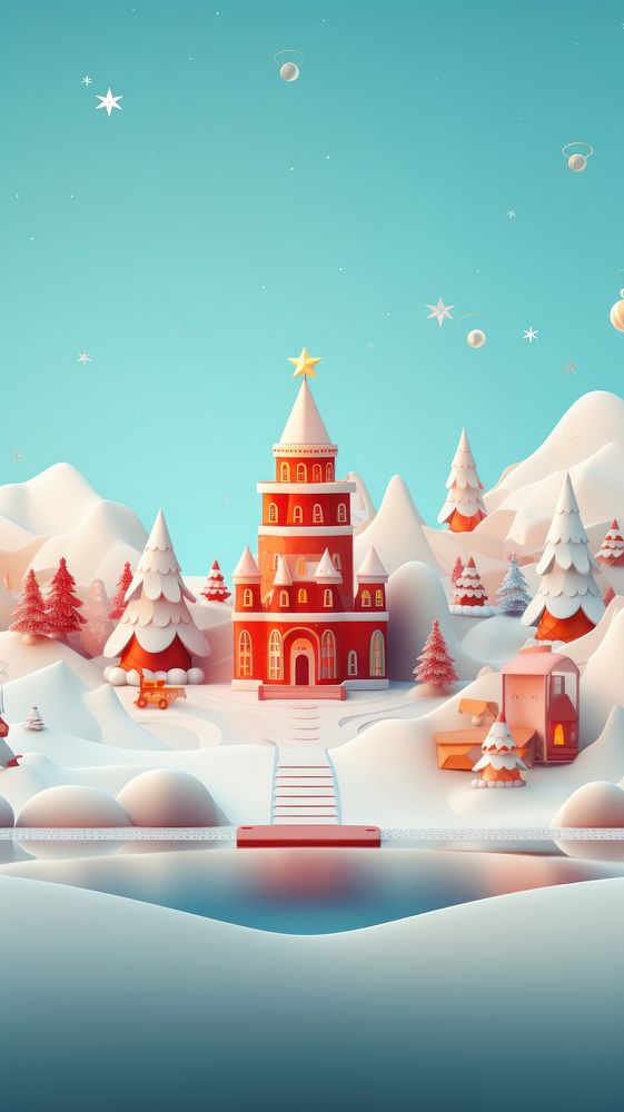 Christmas Wallpaper christmas snow confectionery. AI generated Image by rawpixel.