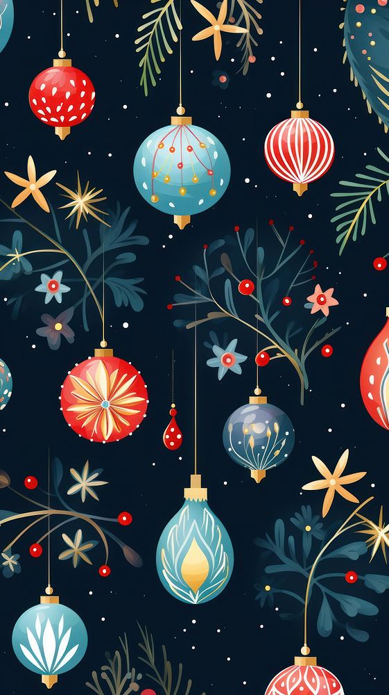 Christmas Ornament Wallpaper christmas ornament pattern. AI generated Image by rawpixel.