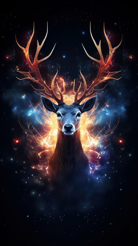 Magic deer astronomy darkness wildlife. 
