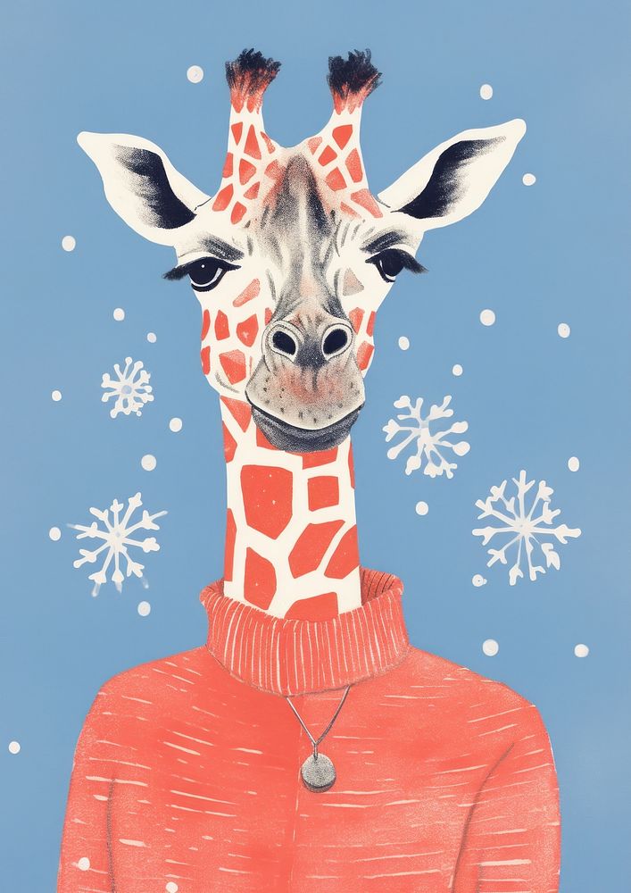 Giraffe animal mammal art. AI generated Image by rawpixel.