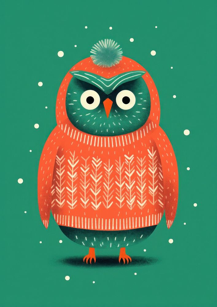 Art owl christmas sweater. AI generated Image by rawpixel.