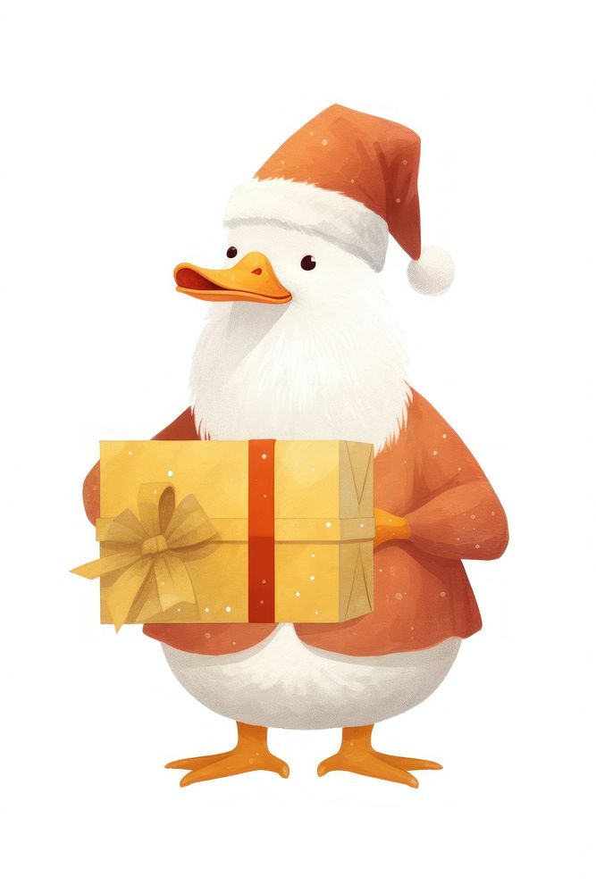 White duck wear santa costume snowman gift bird. AI generated Image by rawpixel.