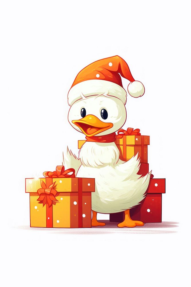 White duck wear santa costume snowman representation celebration. AI generated Image by rawpixel.