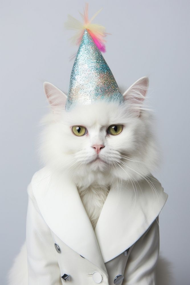 Cat wearing birthday costume. AI generated Image by rawpixel.
