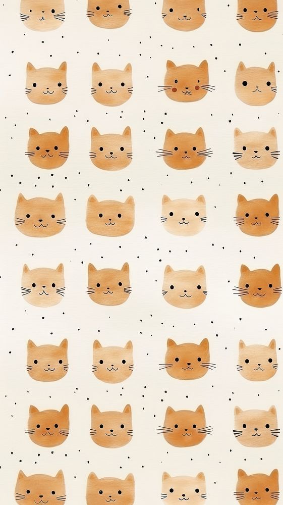 Brown cat heads pattern mammal anthropomorphic. AI generated Image by rawpixel.