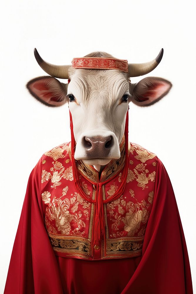 Cow wearing Chinese robe. AI generated Image by rawpixel.