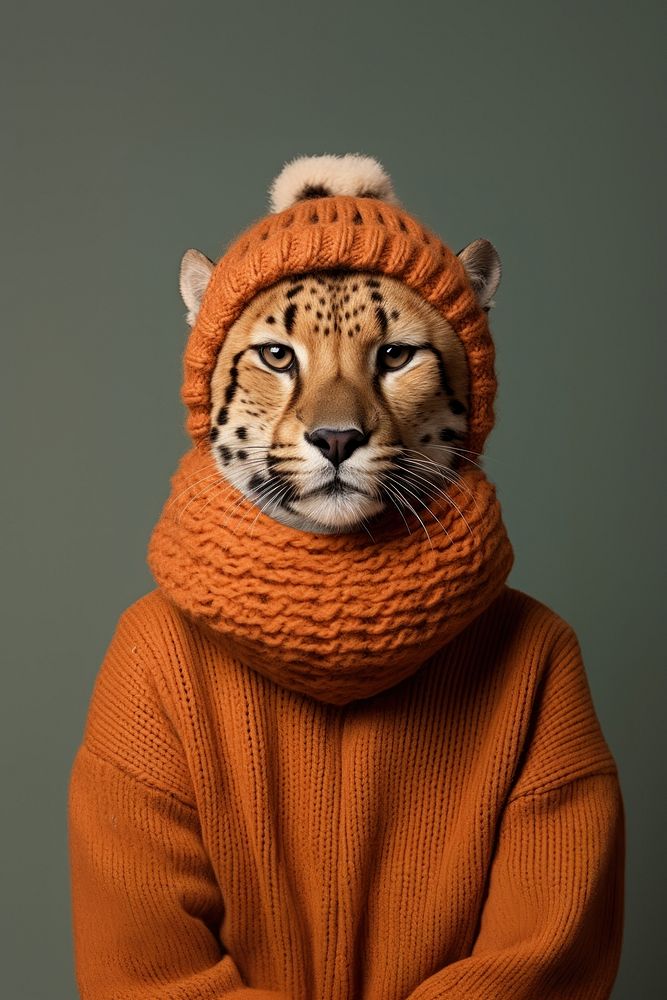 Cheetah in Autumn sweater. 