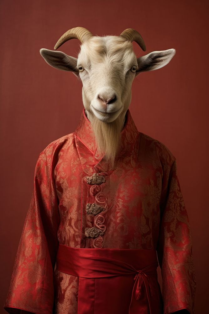 Goat wearing Chinese robe. AI generated Image by rawpixel.