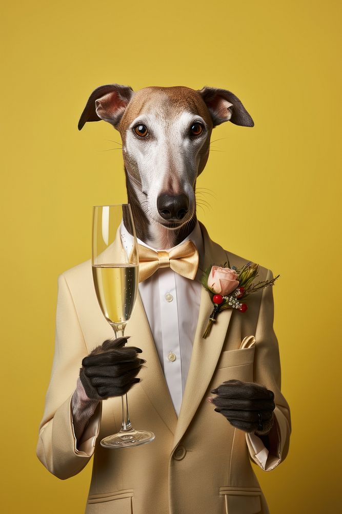 Greyhound dog drinking champagne. Premium Photo rawpixel