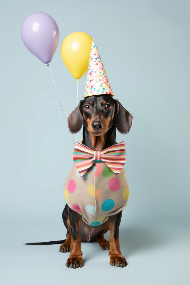 Dachshund dog with party balloons. AI generated Image by rawpixel.
