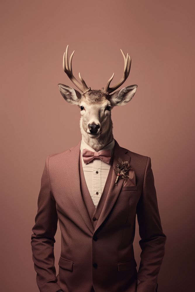 Deer wearing business suit. AI generated Image by rawpixel.