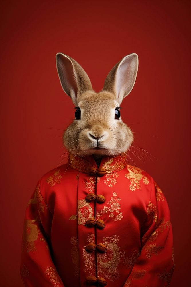 Rabbit wearing Chinese robe. AI generated Image by rawpixel.