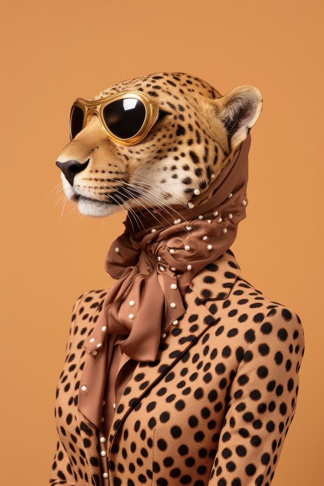 Cheetah wearing suit. AI generated Image by rawpixel.