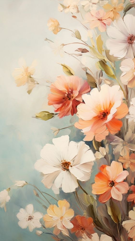 Wallpaper flower painting blossom. AI generated Image by rawpixel.