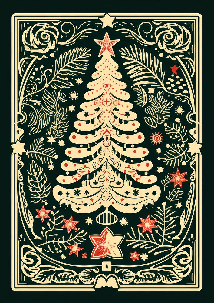Vintage greeting card christmas decoration pattern. AI generated Image by rawpixel.