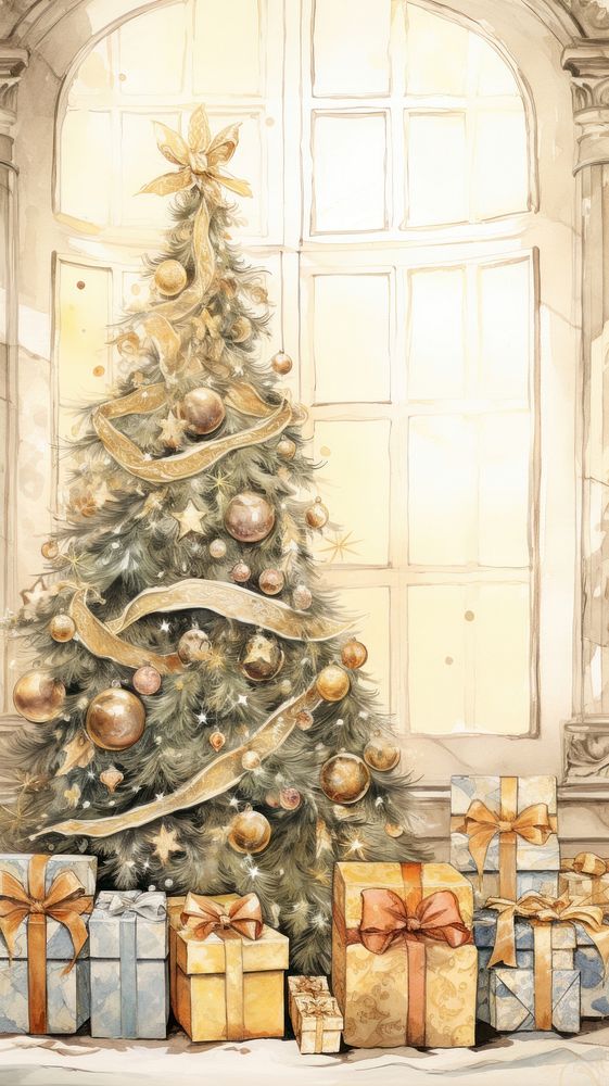 Christmas wallpaper christmas box anticipation. | Free Photo