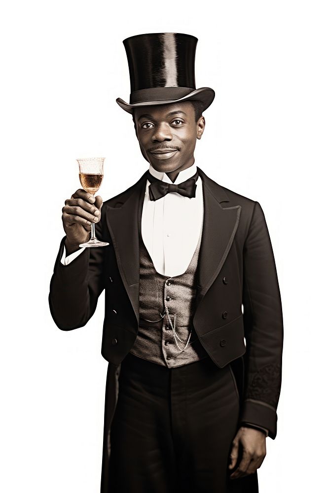 Man holding champagne glass portrait tuxedo adult. 